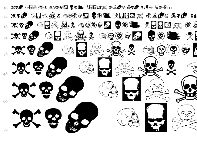 Skullz font waterfall