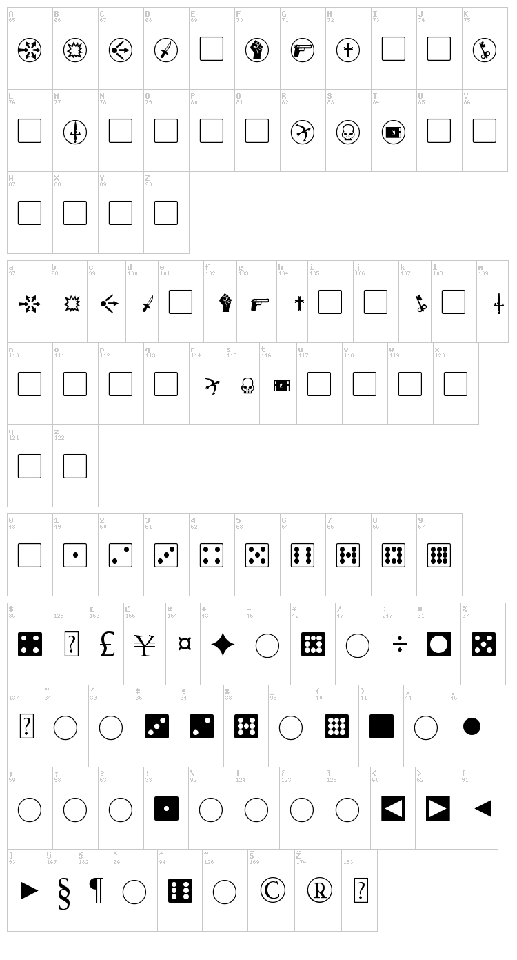 4EDings font map