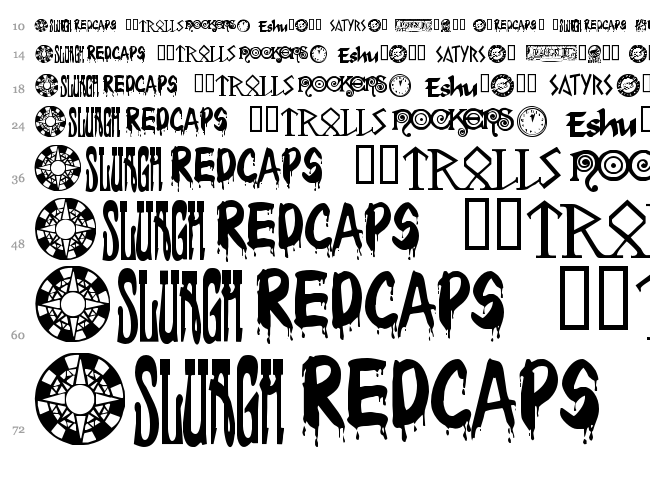 Changeling Dingbats font waterfall