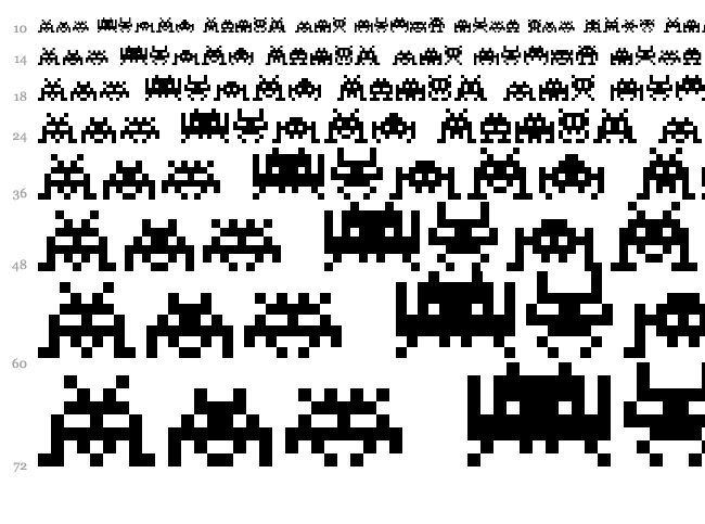 Invaders font waterfall