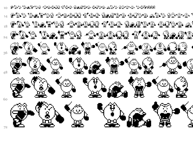 Pac-Man 2 The New Adventures font waterfall