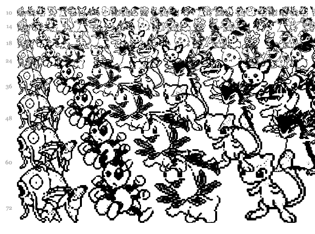 Pokemon Pixels font waterfall