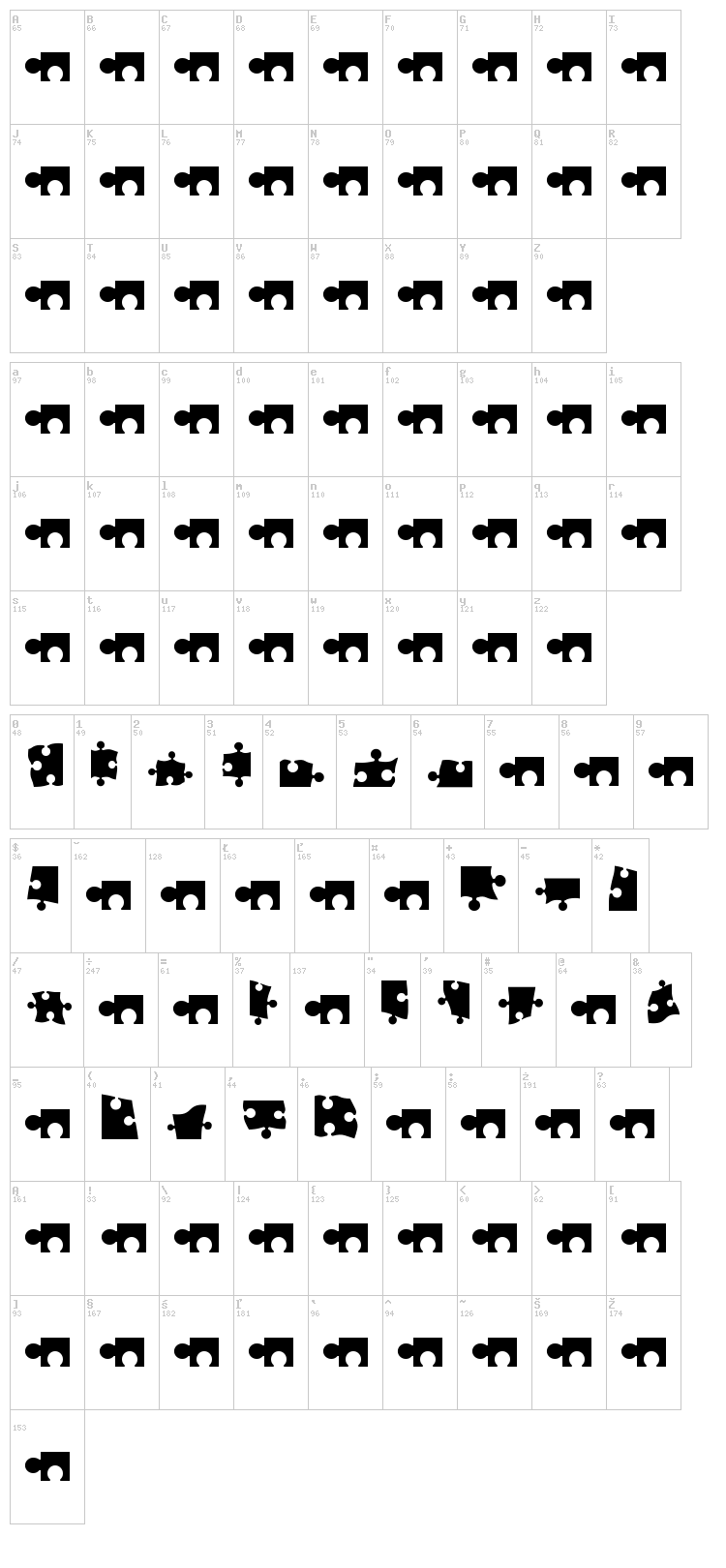 Puzzle font map