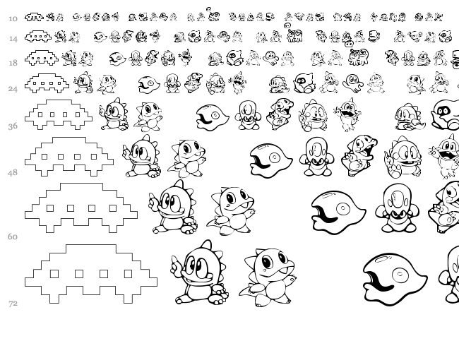 Taito All Stars font waterfall