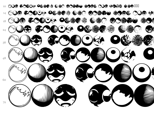 52 Sphereoids font waterfall