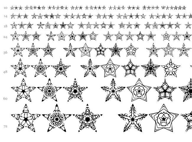 90 Stars BRK font waterfall