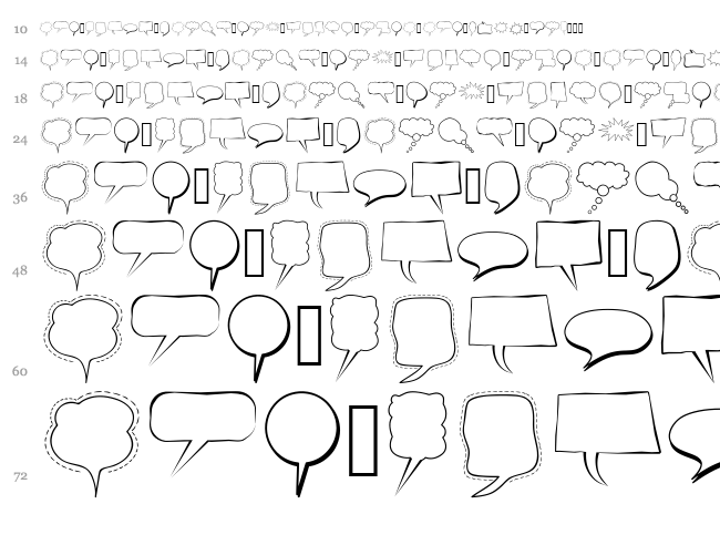 Alin Speech Bubbles font waterfall