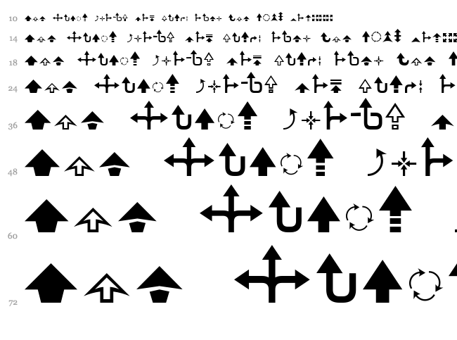 Arrow 7 font waterfall