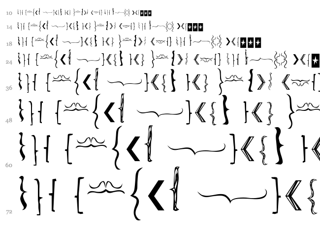 Bella K. Brackets font waterfall