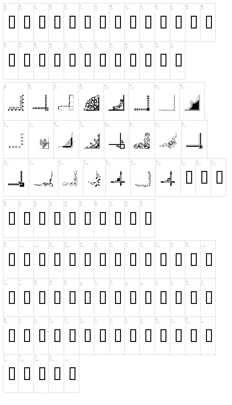 Border Corners 2 font map