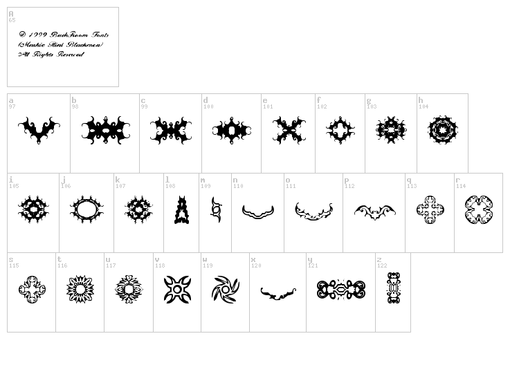 BR Thorns font map