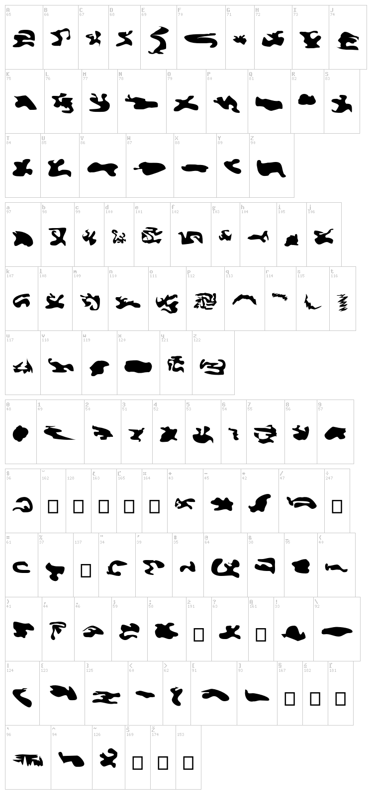 CISF Camouflage Kit font map