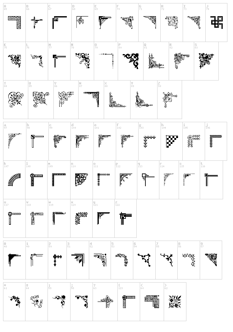 CornPop font map