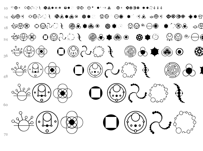 Crop Circle Dingbats font waterfall