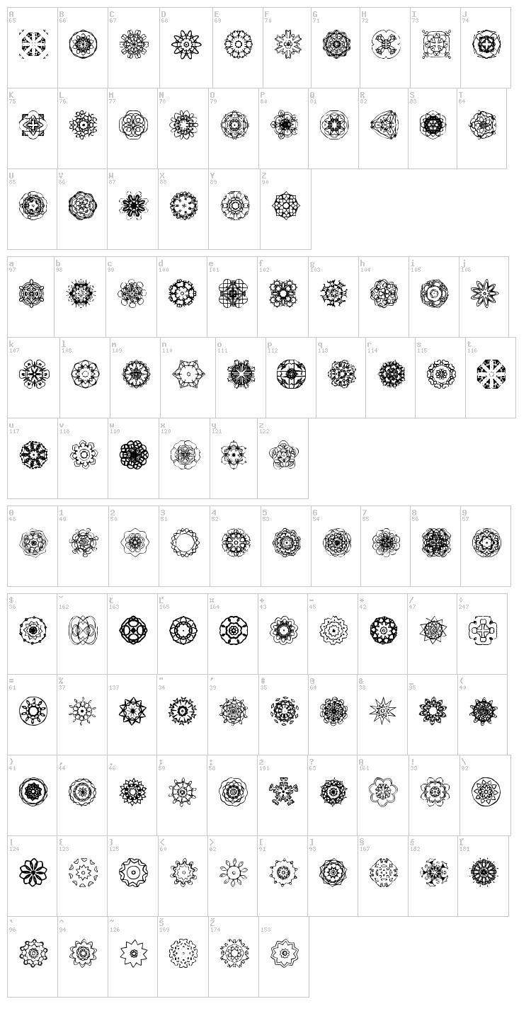 Extasy font map