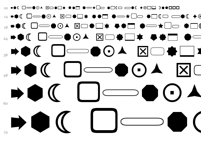 FnT Basic Shapes 1 font waterfall
