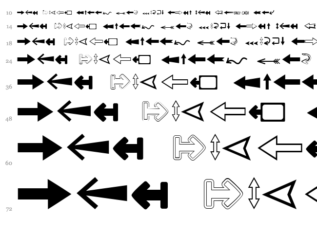 Follow The Arrow font waterfall