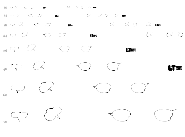 Freaky Comment Balloons LT font waterfall
