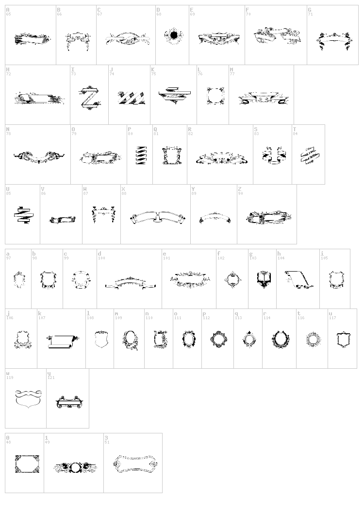 Free Ribbons font map