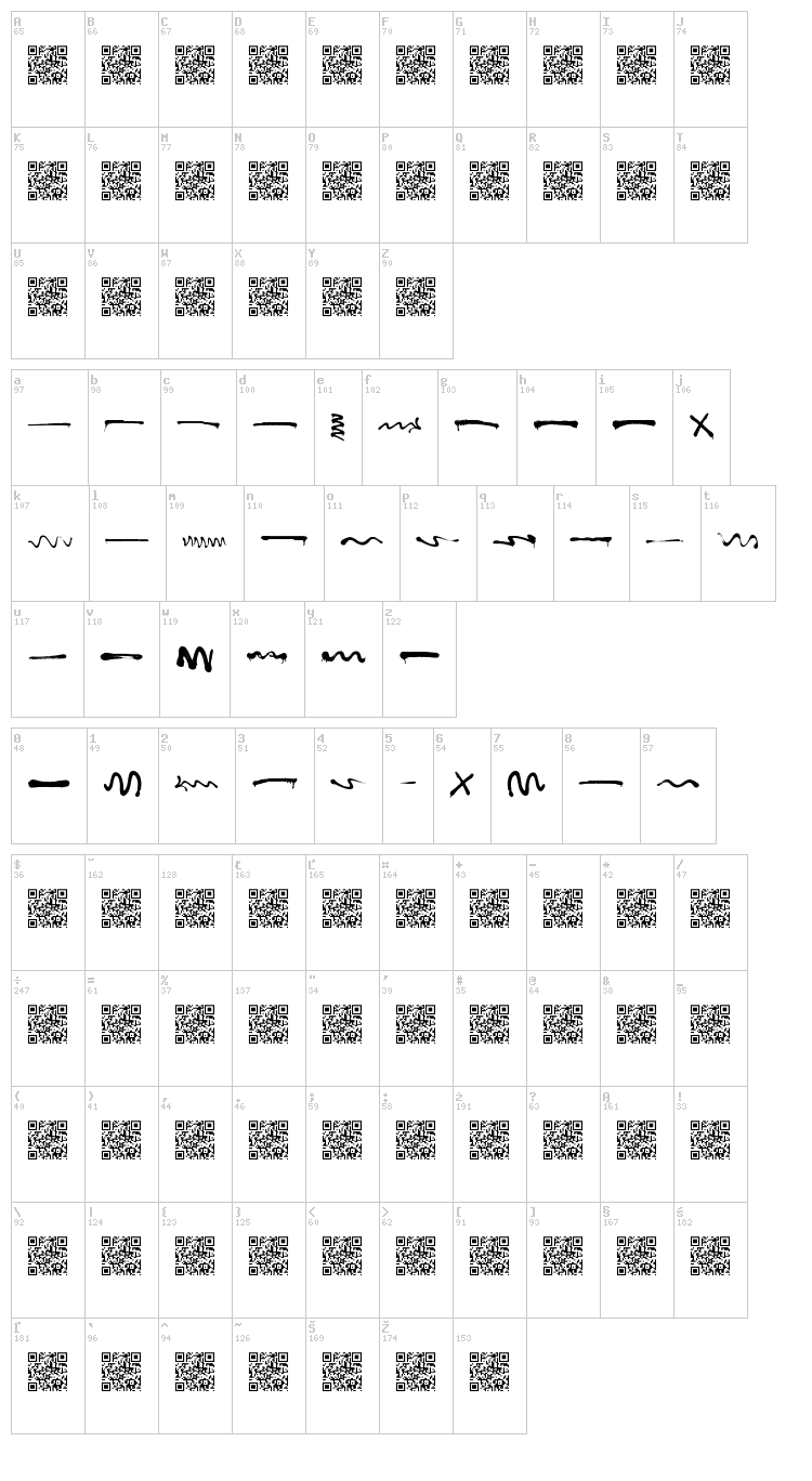 Fun Lines font map