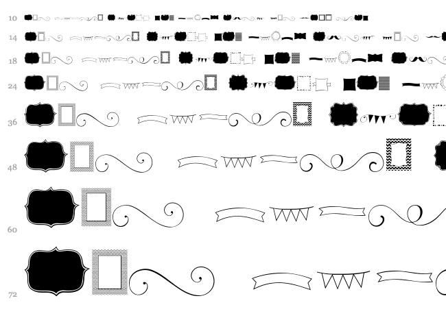 KG Flavor and Frames font waterfall