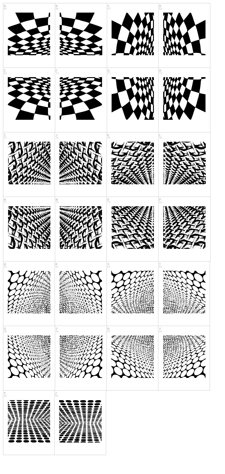 KleinKarpets font map