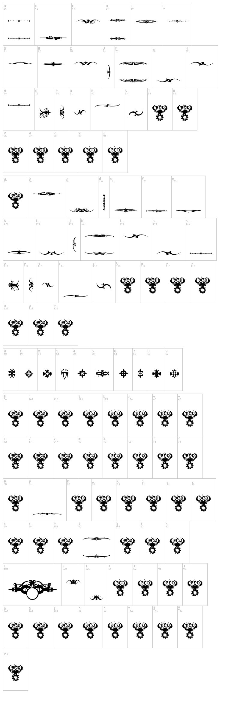 Marquis De Sade Ornaments font map