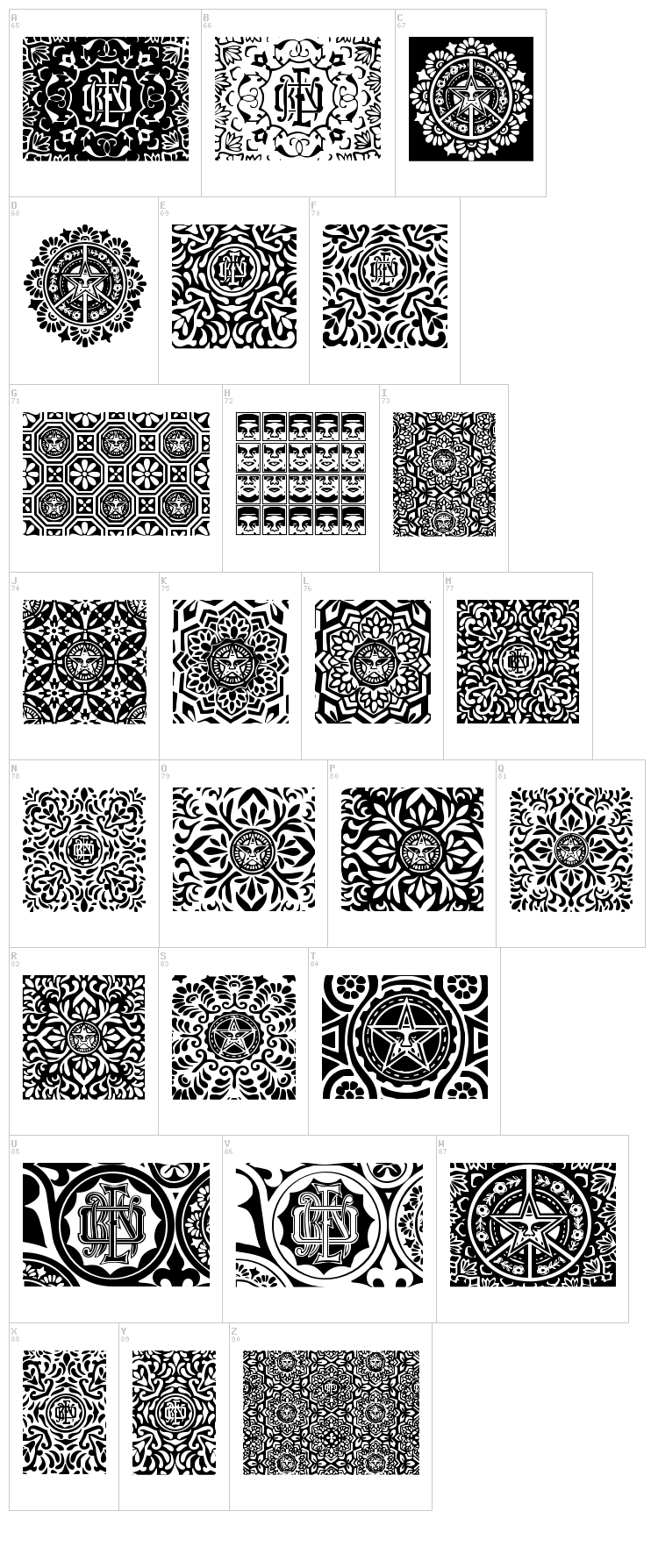 Obey Patterns font map