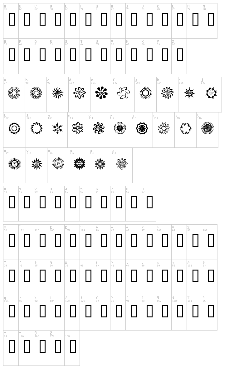 Running N Circles font map