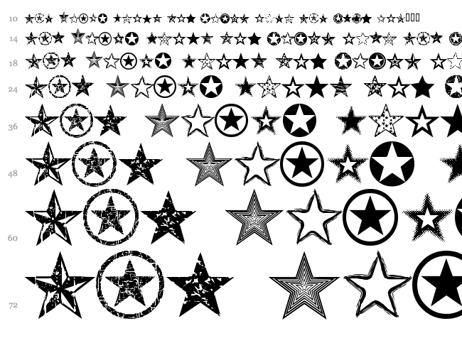 Seeing Stars font waterfall