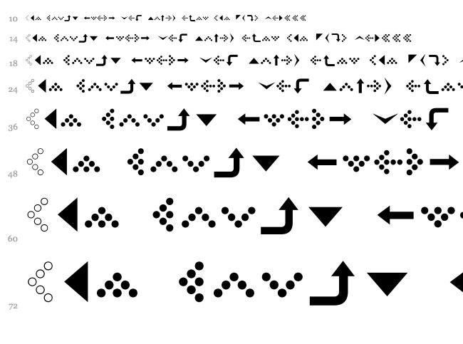SimpleDirectionArrows font waterfall