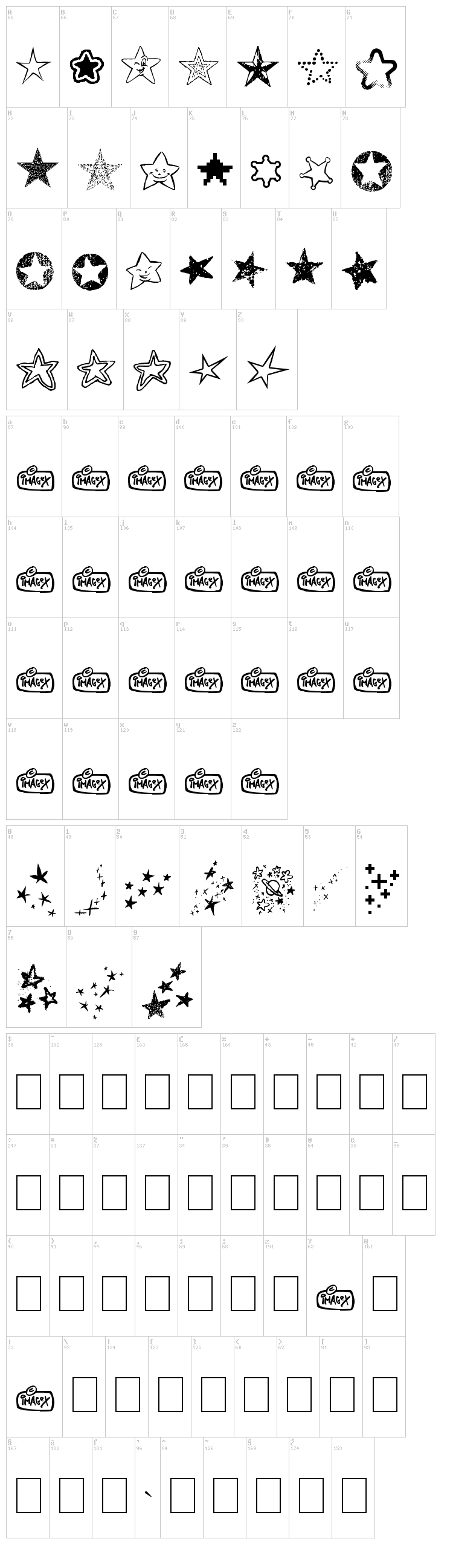Starz font map