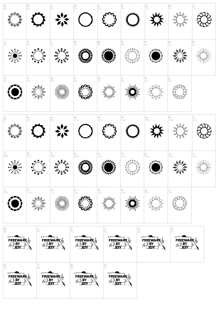 Sundings JL font map