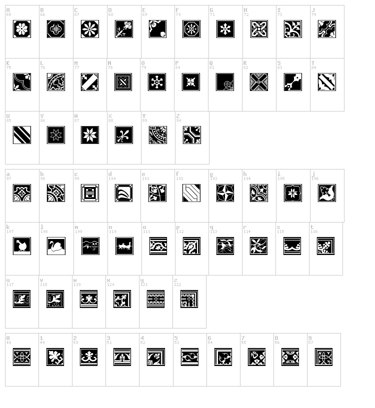 Tegel font map
