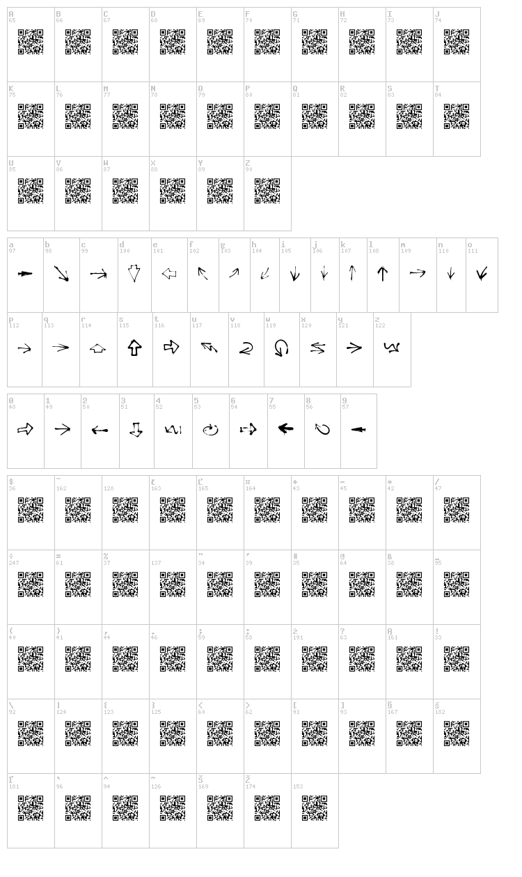 This Way font map