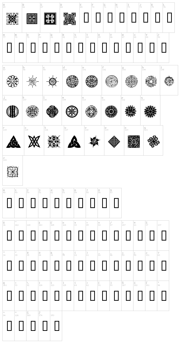 WM Designs 2 font map
