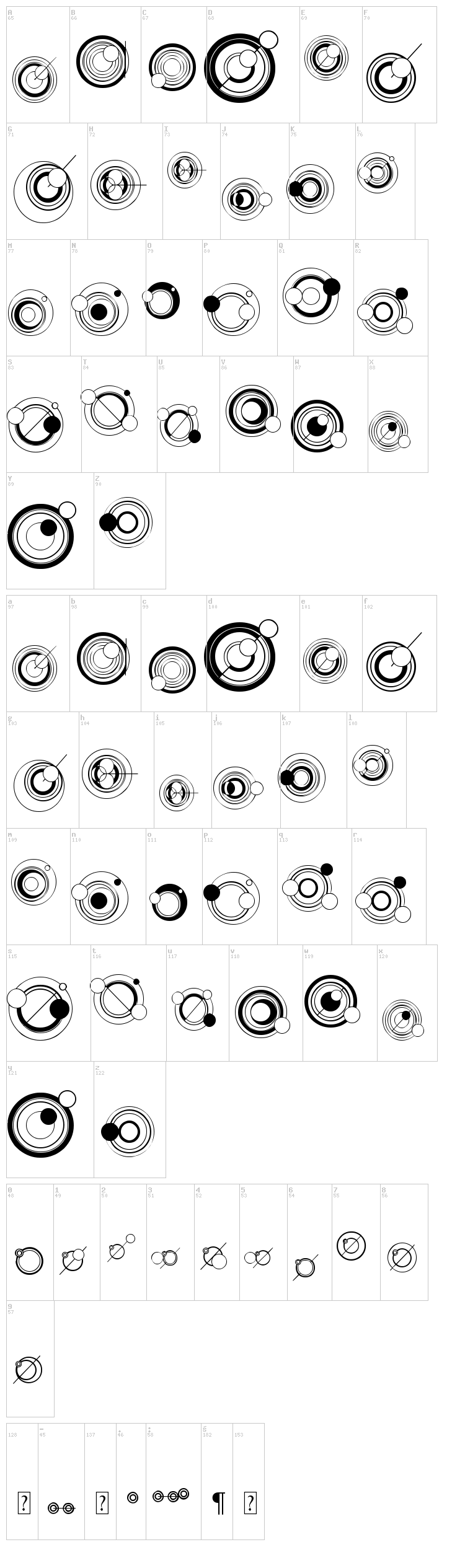 WS Simple Gallifreyan font map