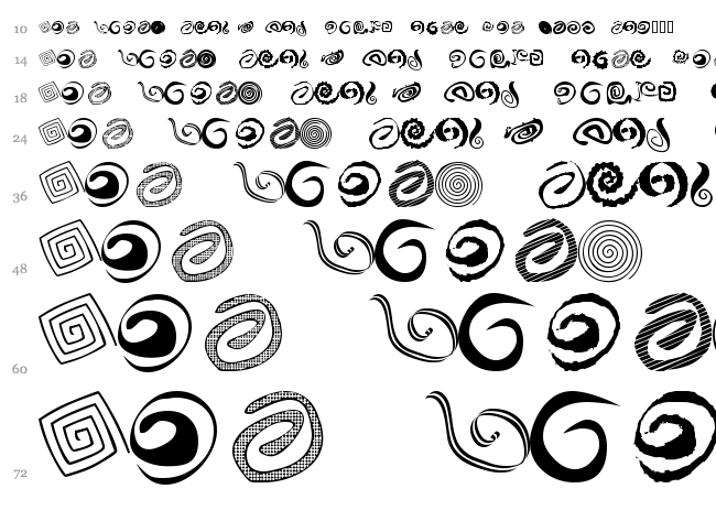 XSpiralmental font waterfall
