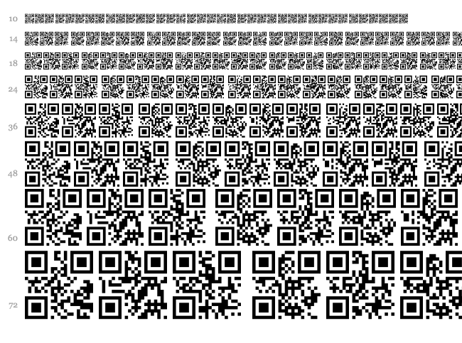 AlphanumericQR font waterfall