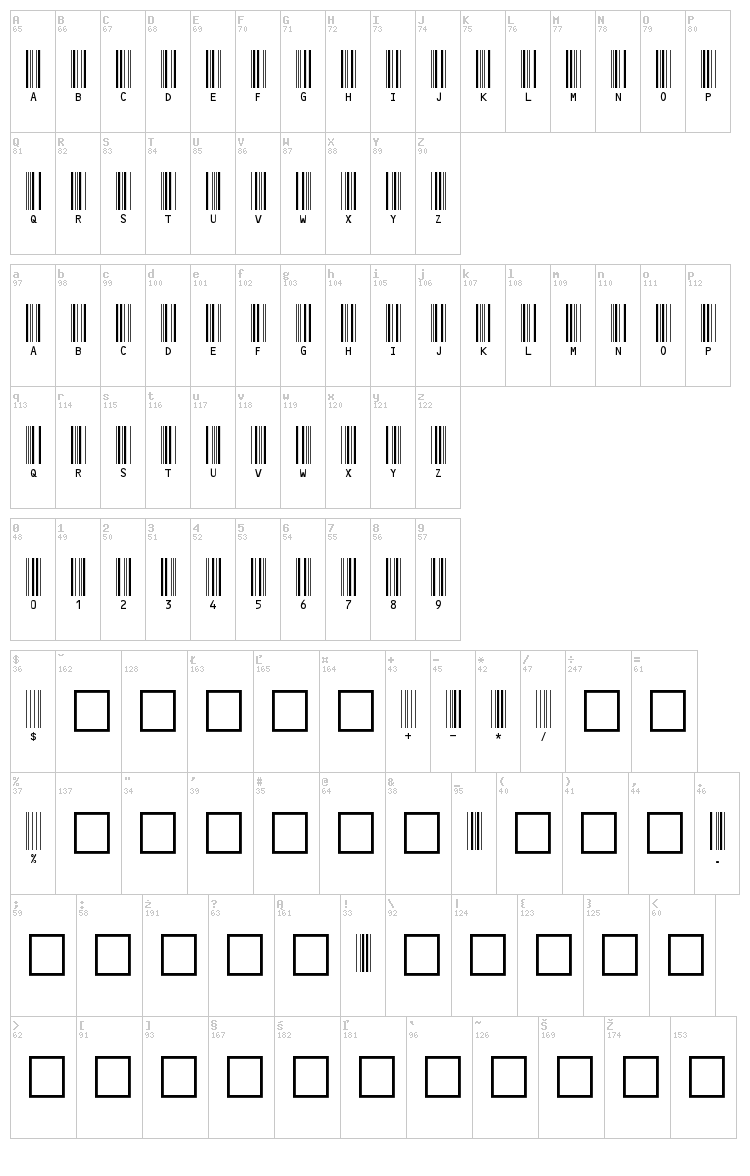 c39hrp24dhtt font map