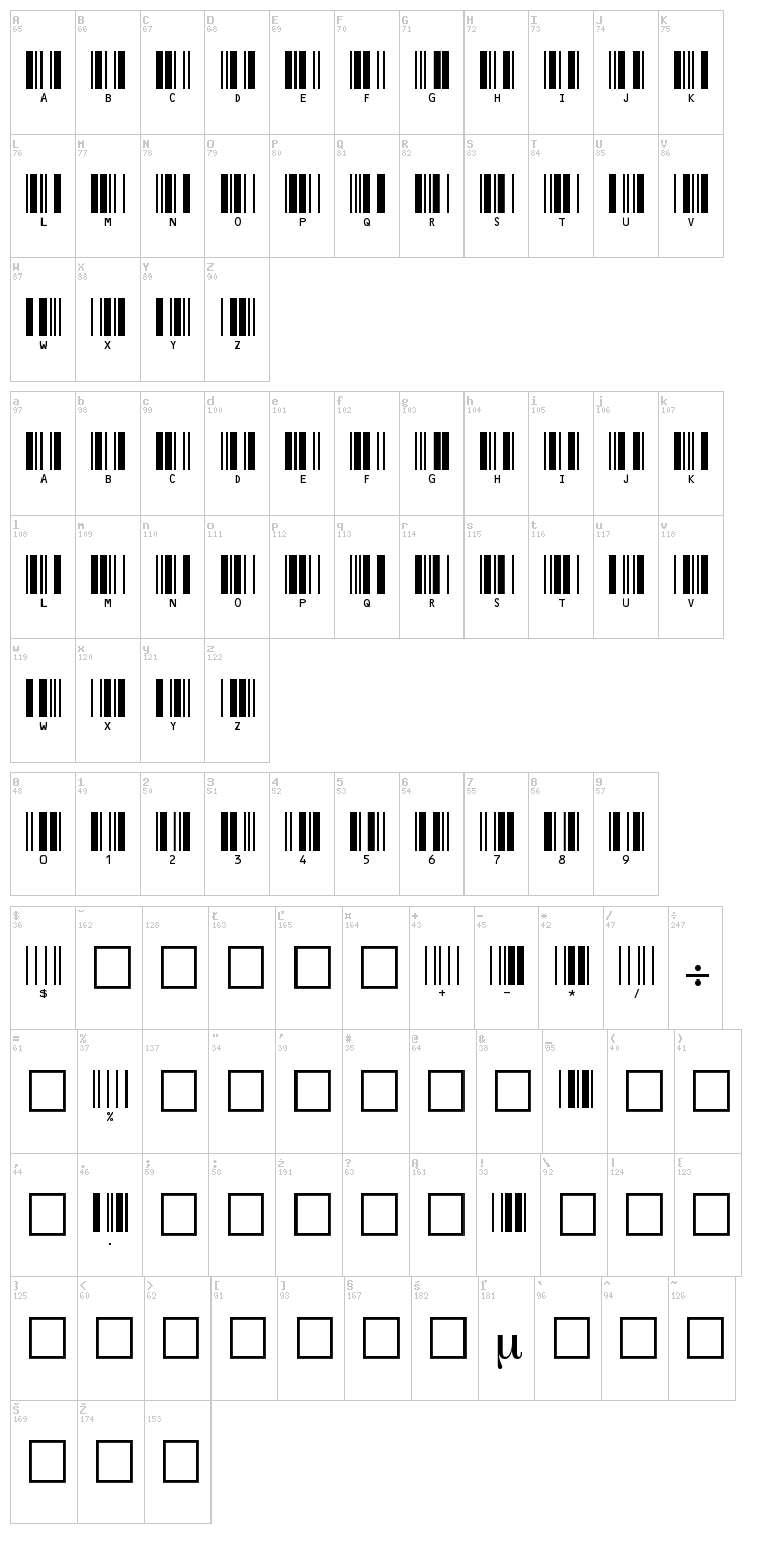 c39hrp24dltt font map