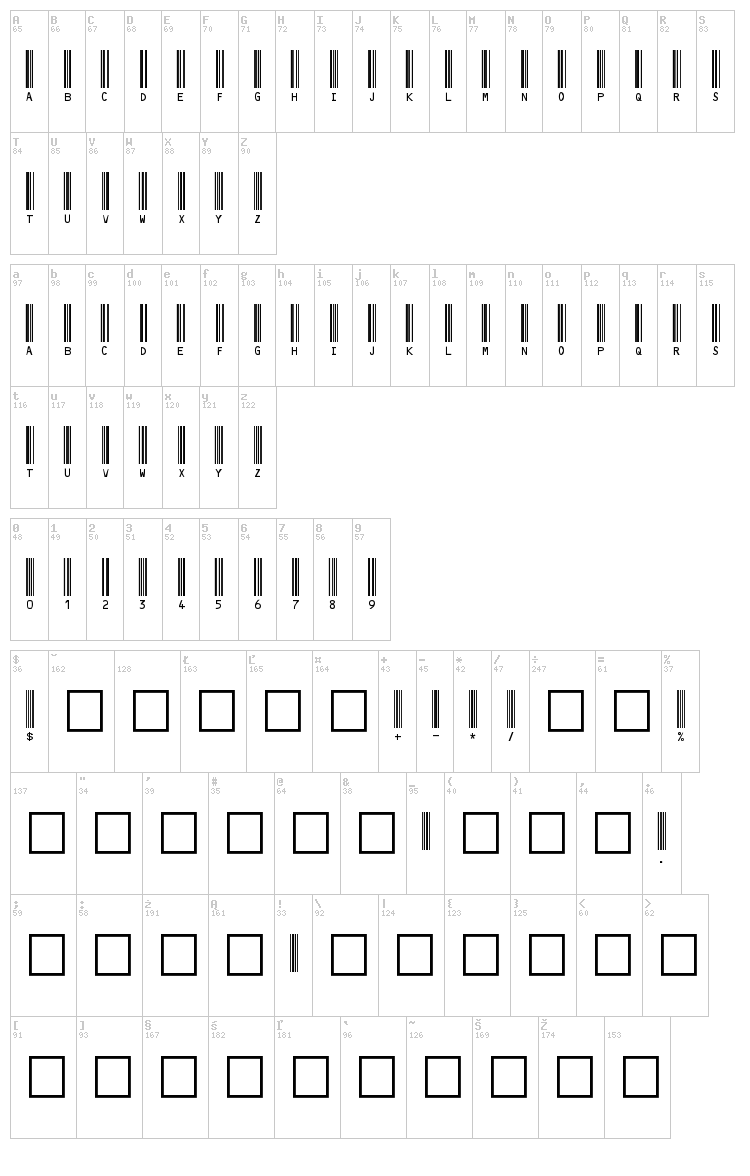 c39hrp48dhtt font map
