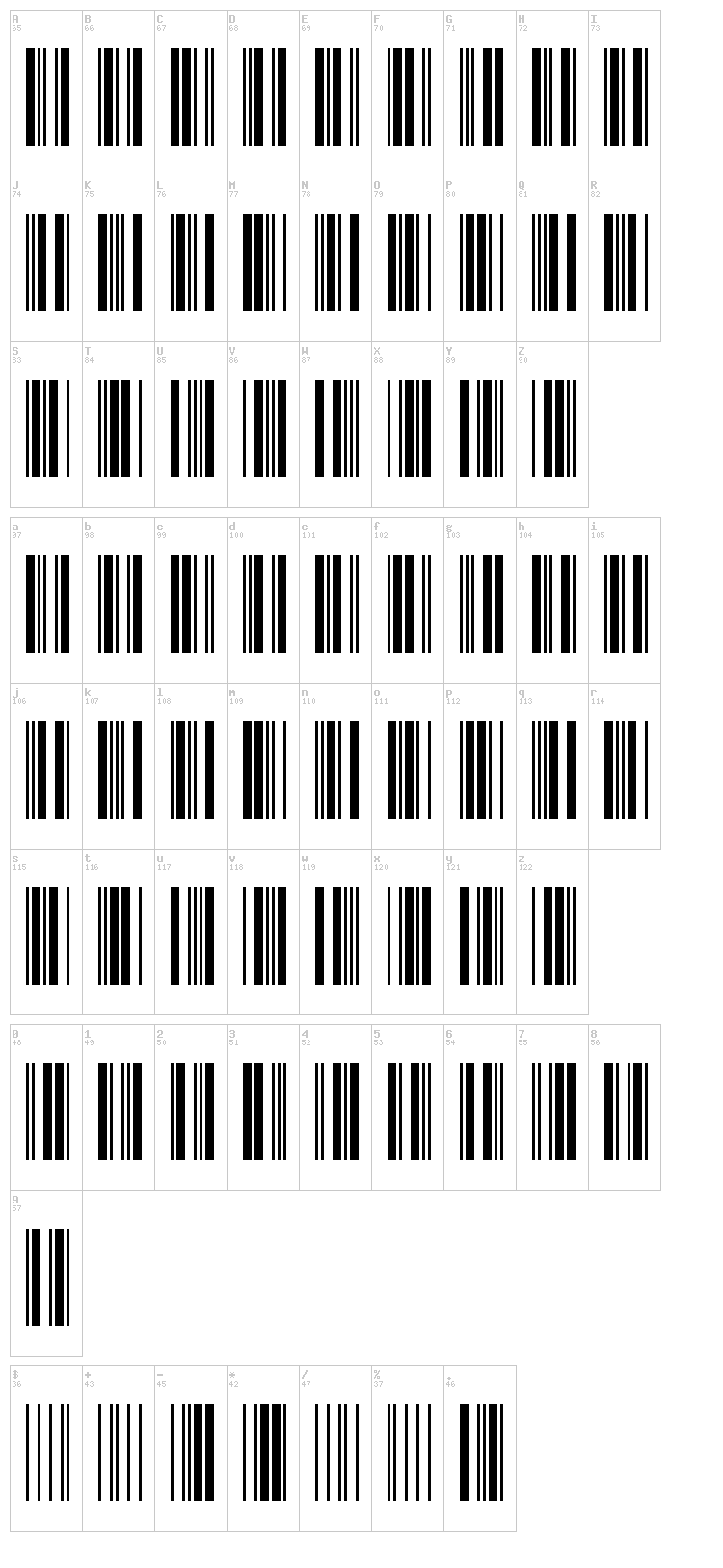 CCode39 font map