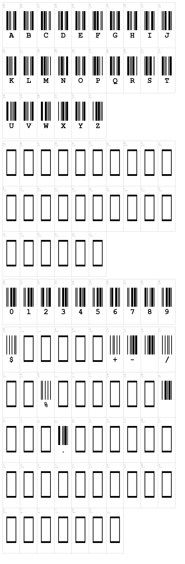 CIA Code 39 font map