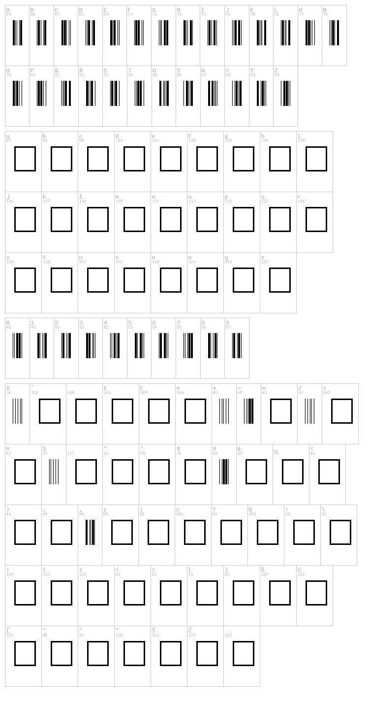 Code 39 font map
