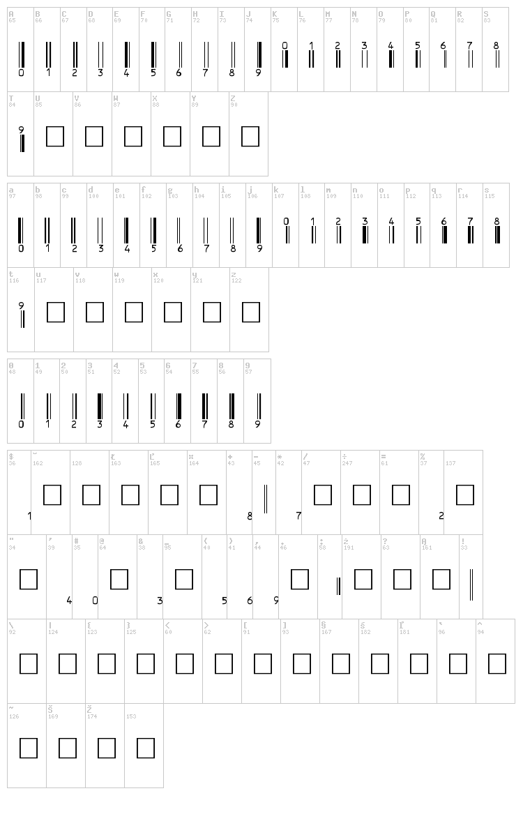 eanbwrp36tt font map