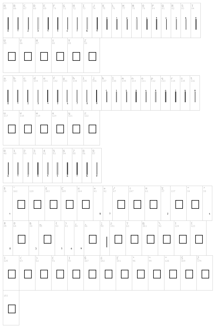 eanbwrp72tt font map