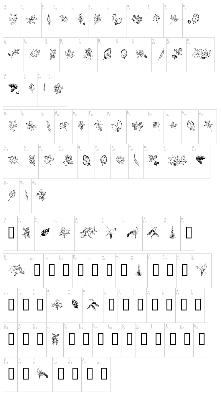 Arboris Folium font map