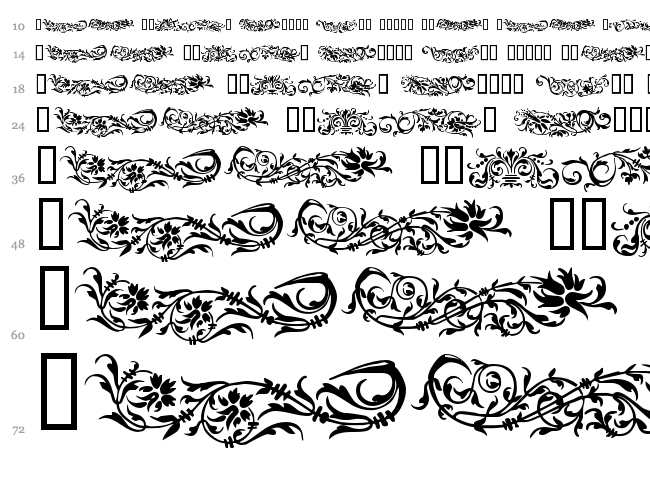 Flower Ornaments font waterfall