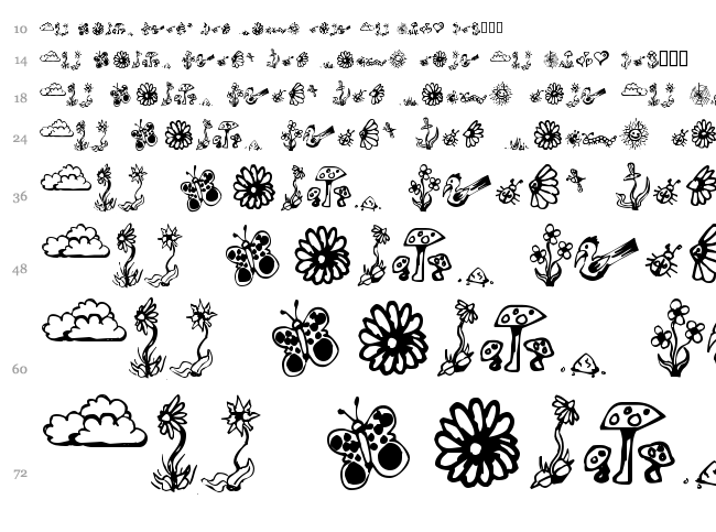 Garden Dingbats font waterfall
